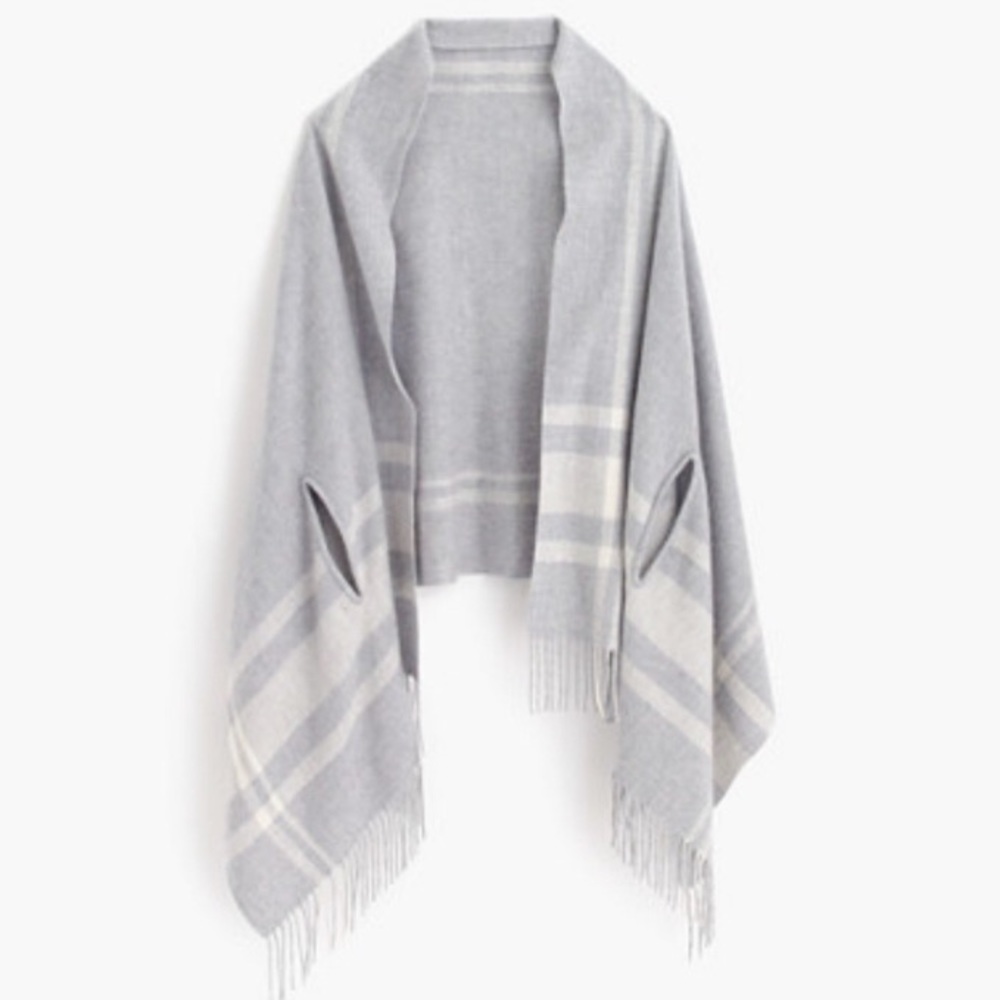 J. Crew Grey and Ivory Cape Scarf